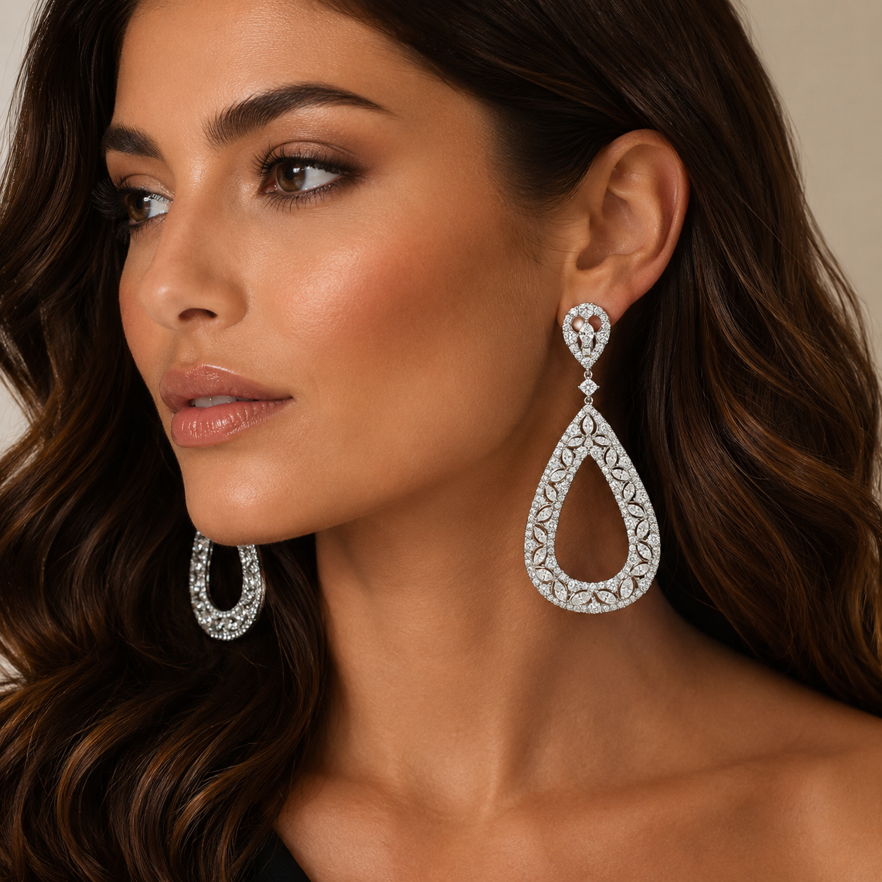 White Gold Yellow and White Diamond Earrings