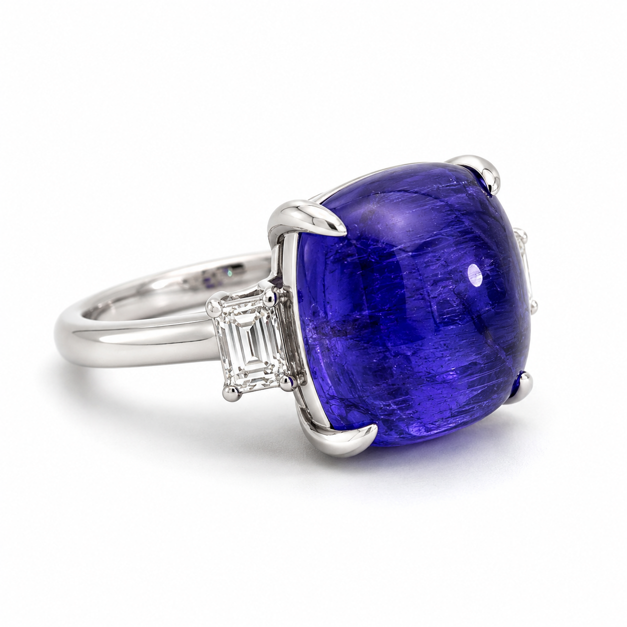 White Gold Tanzanite and Diamond Ring