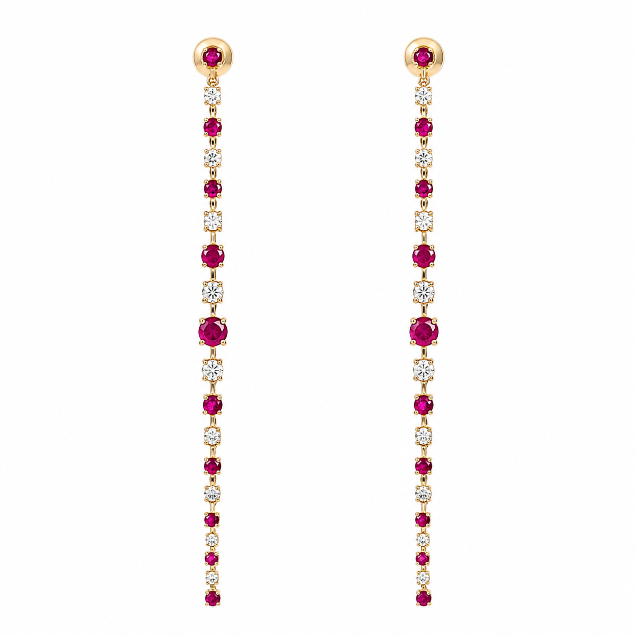 Yellow Gold Ruby and Diamond Earrings