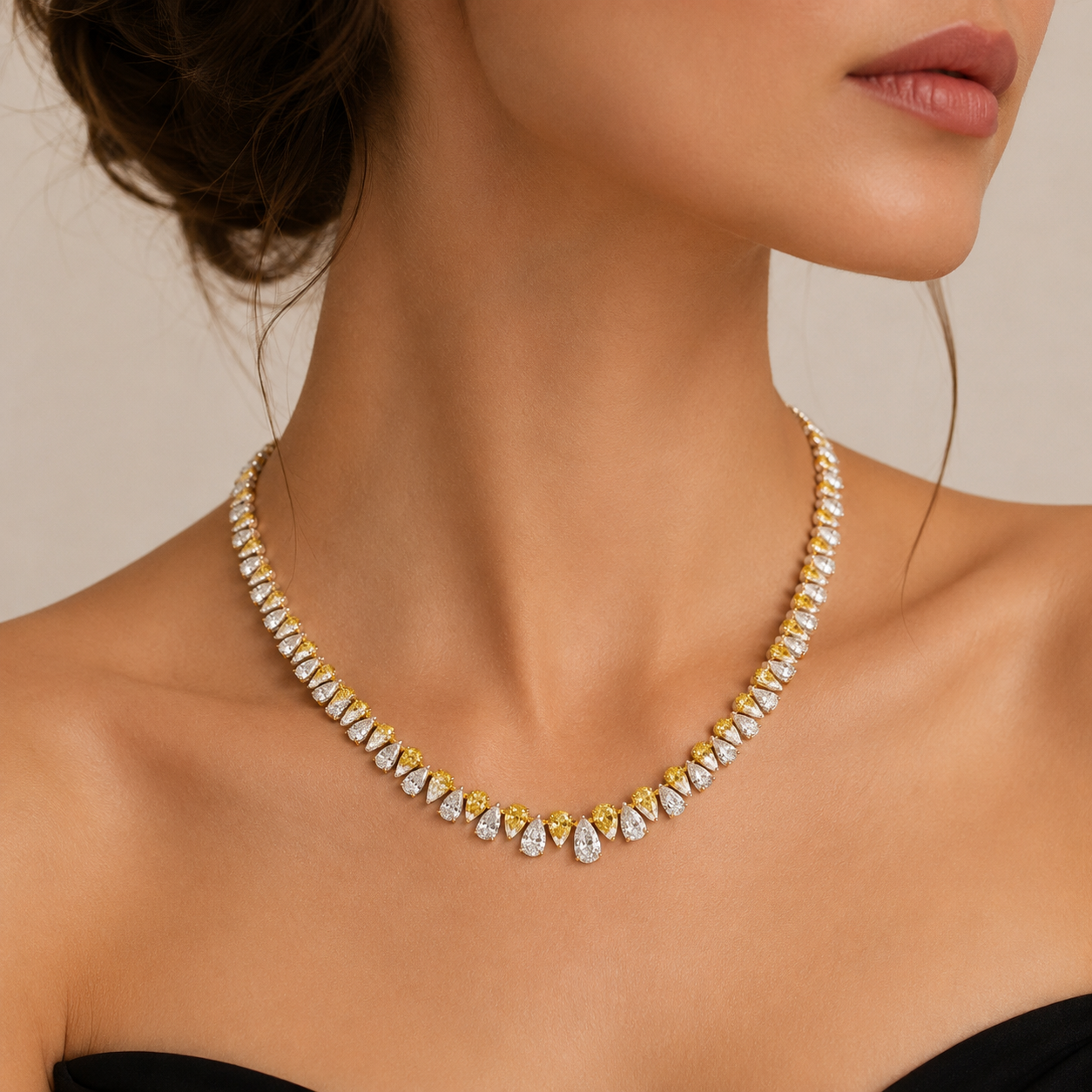 White Gold Yellow and White Diamond Necklace