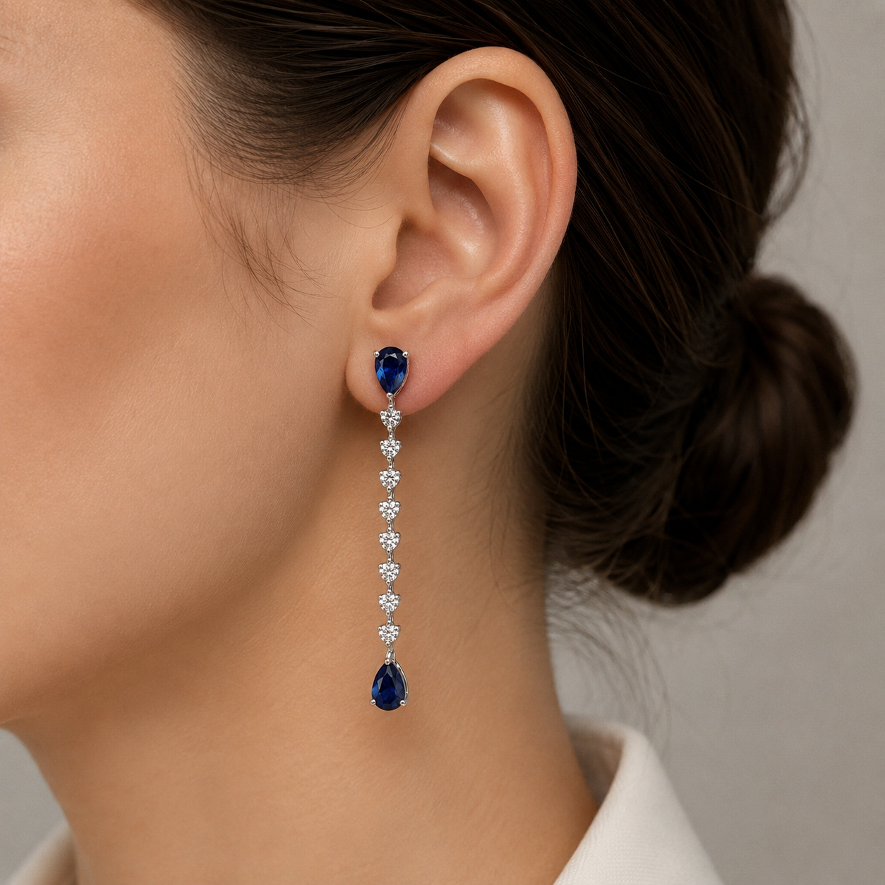 White Gold Sapphire and Diamond Earrings