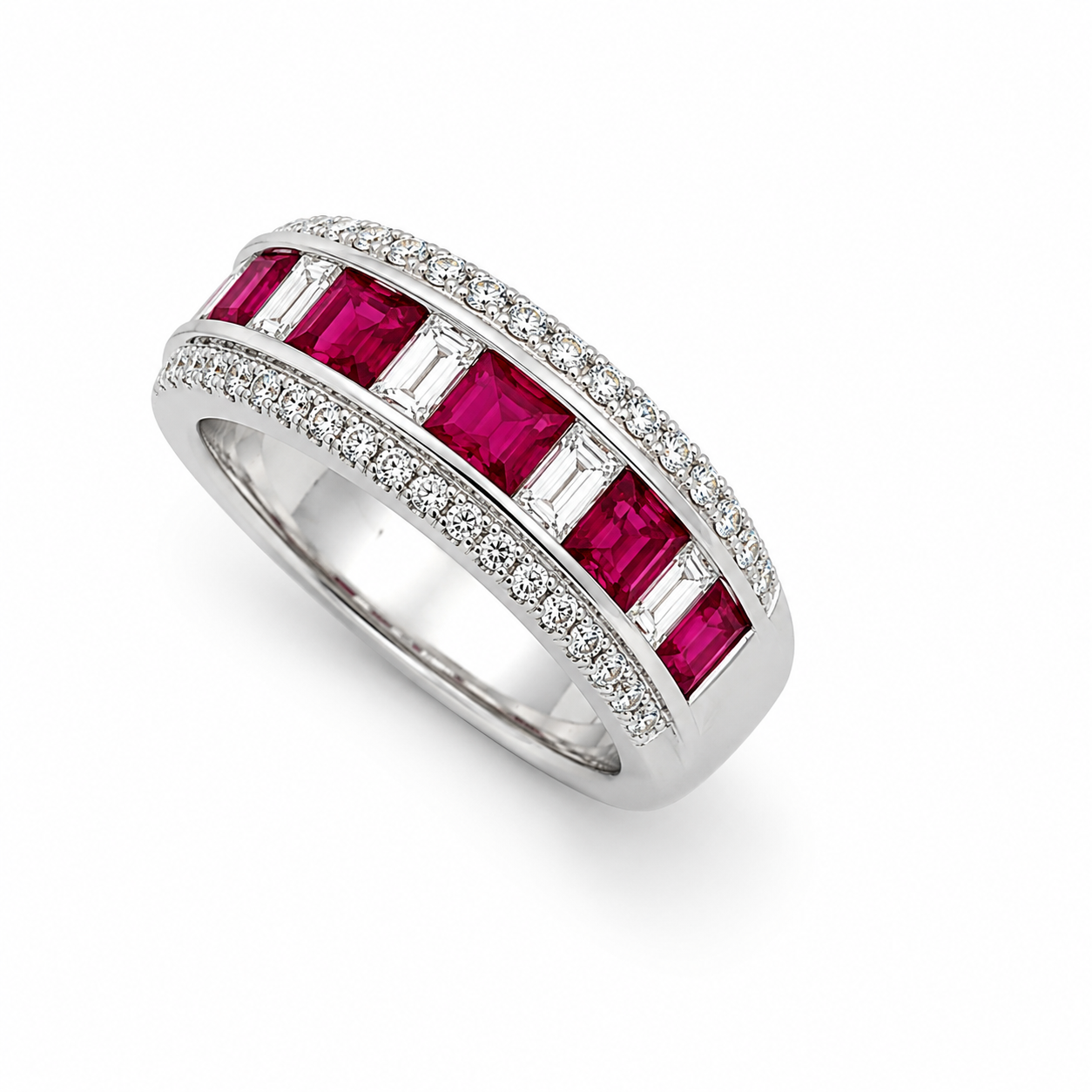 White Gold Ruby and Diamond Rind
