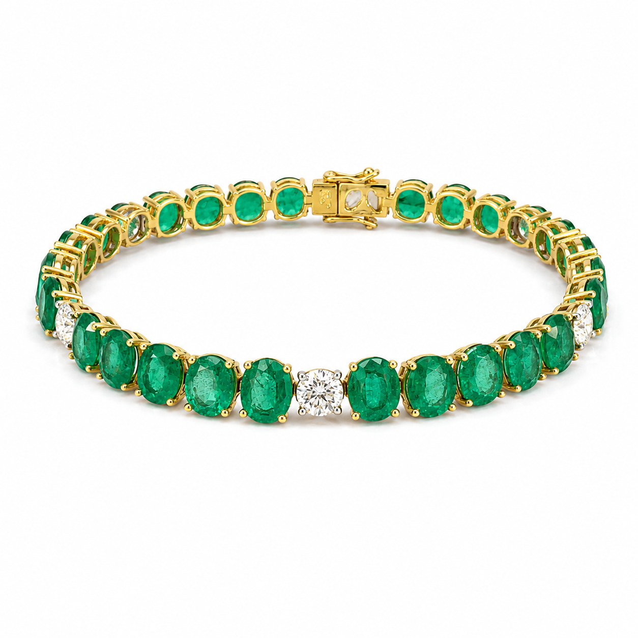 Yellow Gold Emerald and Diamond Bracelet
