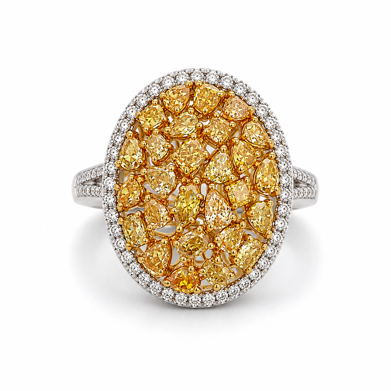 White Gold Yellow Diamond Ring