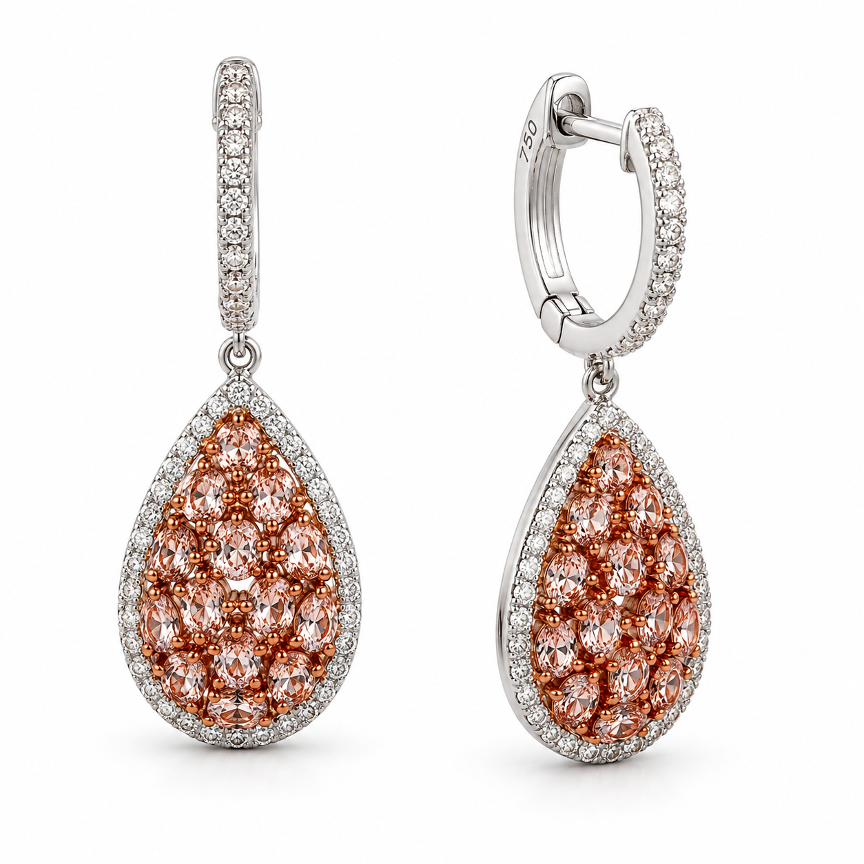 White Gold Pink Diamond Earrings