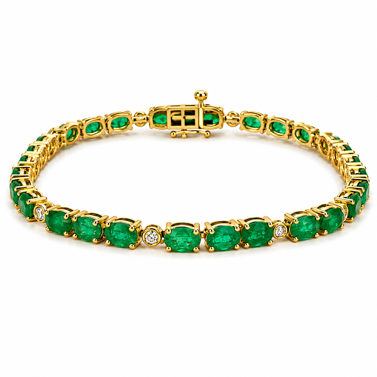 Yellow Gold Emerald and Diamond Bracelet