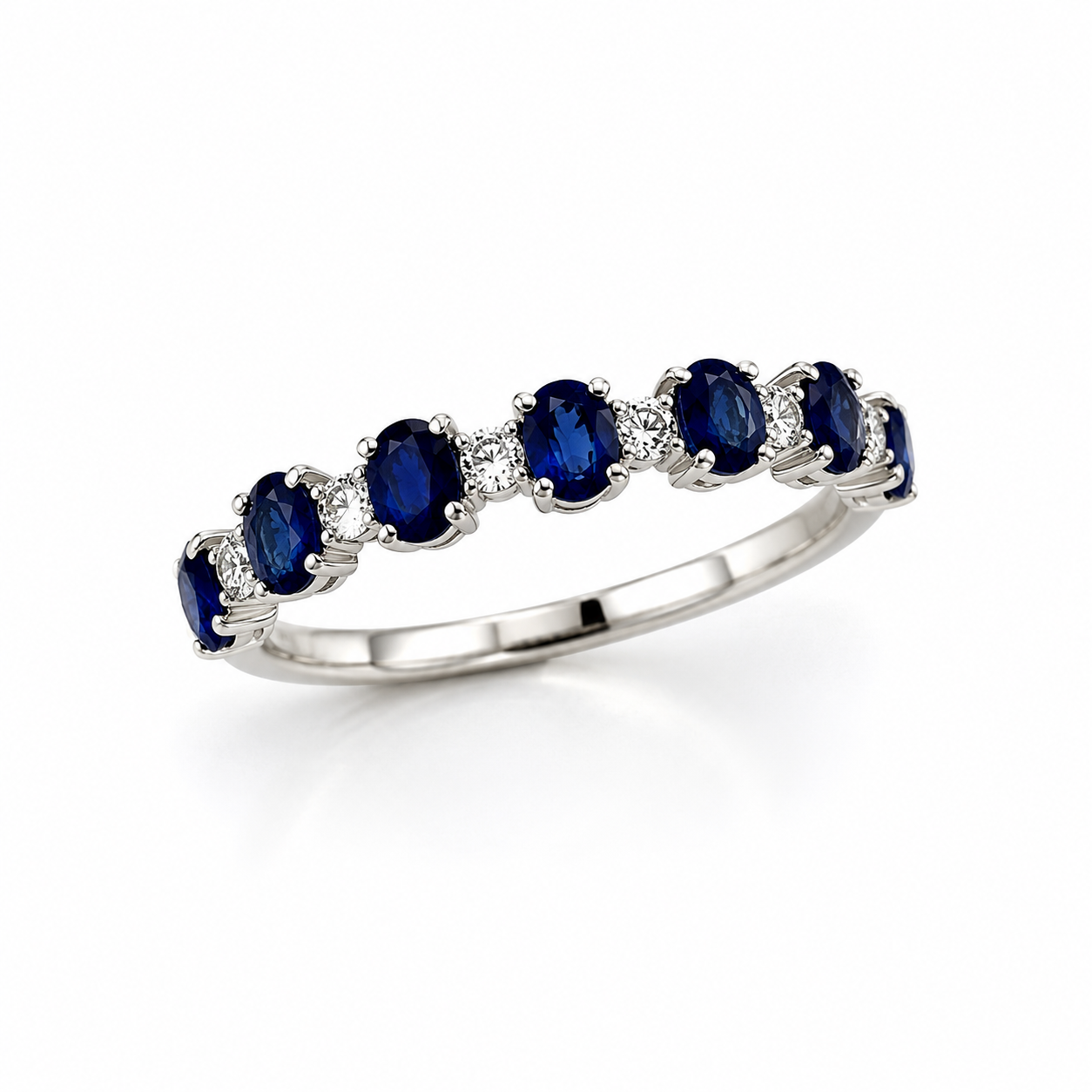 White Gold Sapphire and Diamond Ring