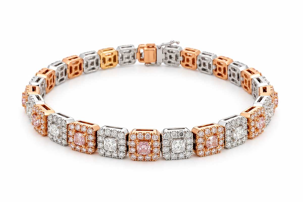 White Gold Pink and White Diamond Bracelet