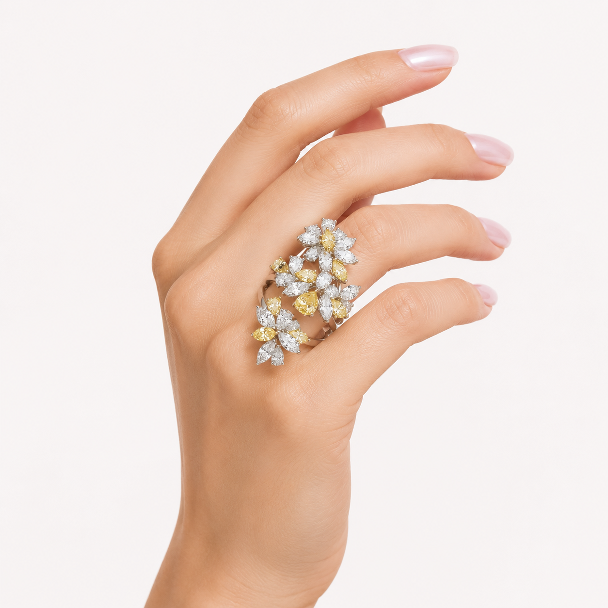White Gold Yellow and White Diamond Ring