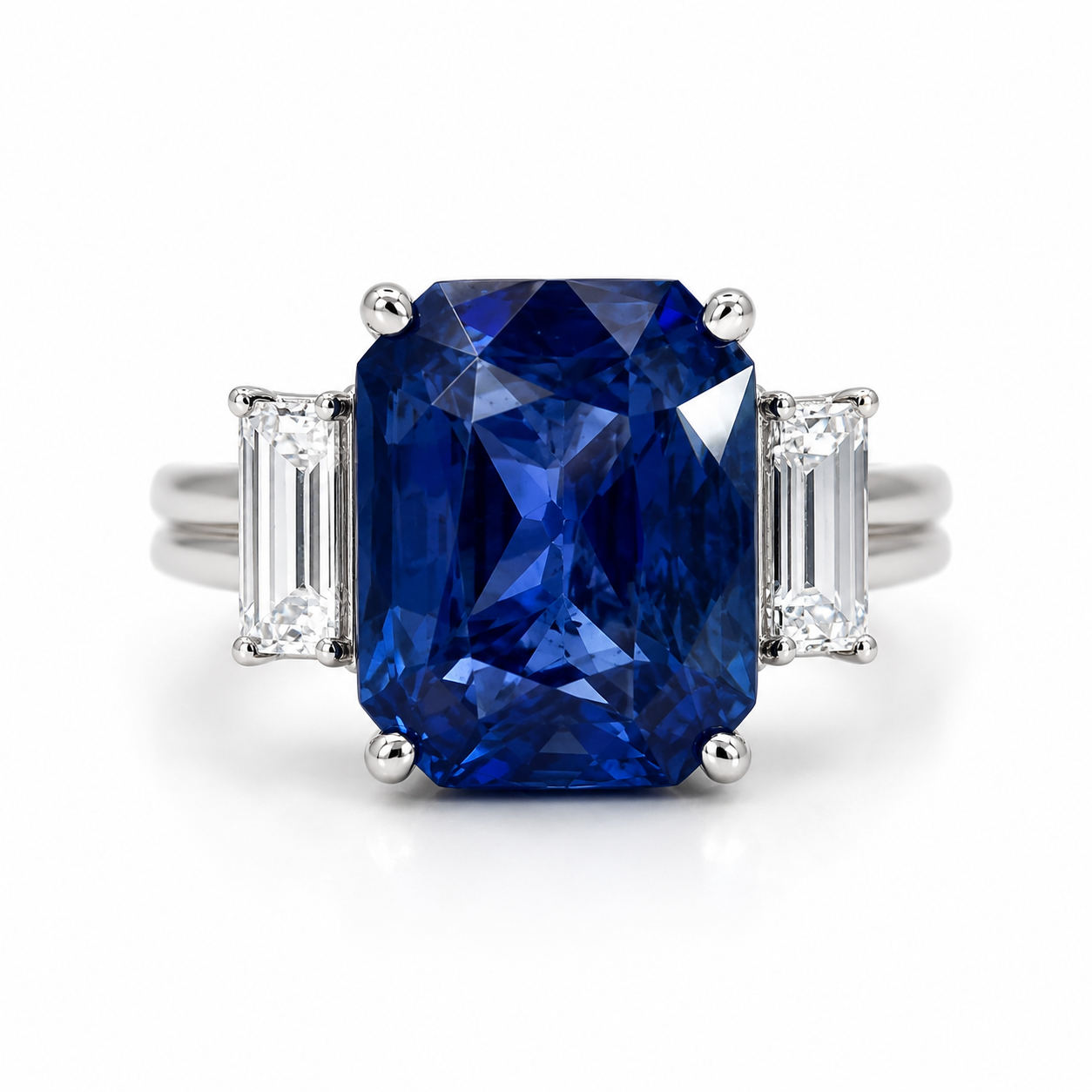 White Gold Sapphire and Diamond Ring
