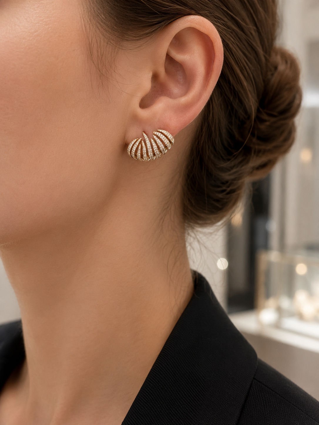 Yellow Gold Diamond Earrings