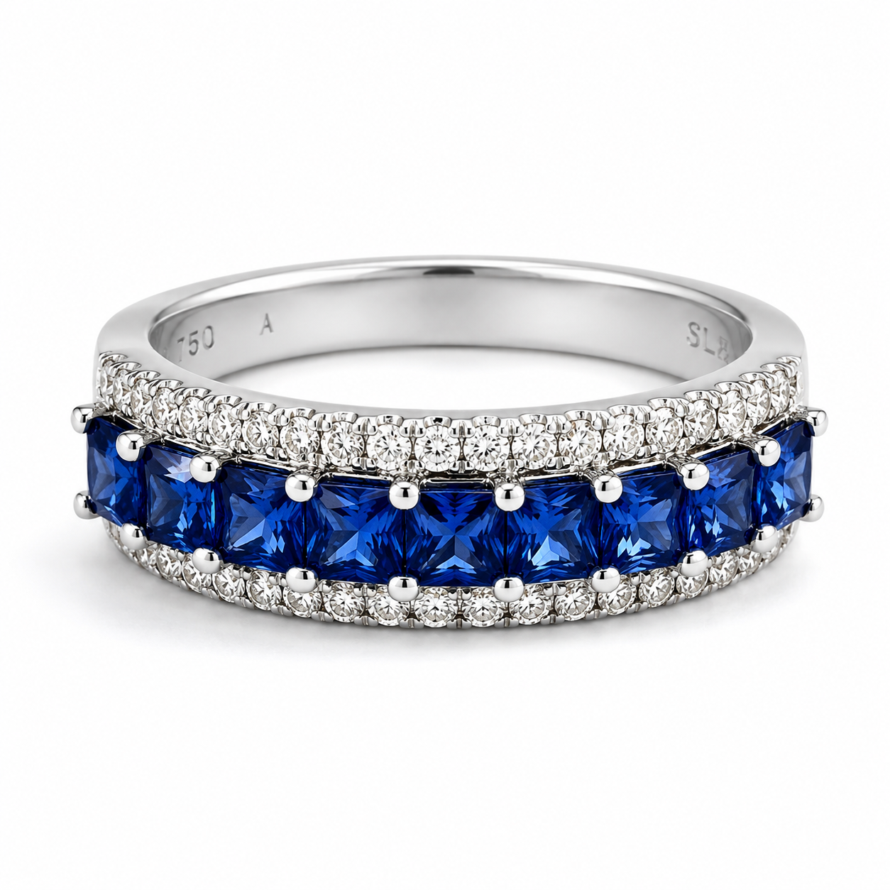 White Gold Sapphire and Diamond Ring