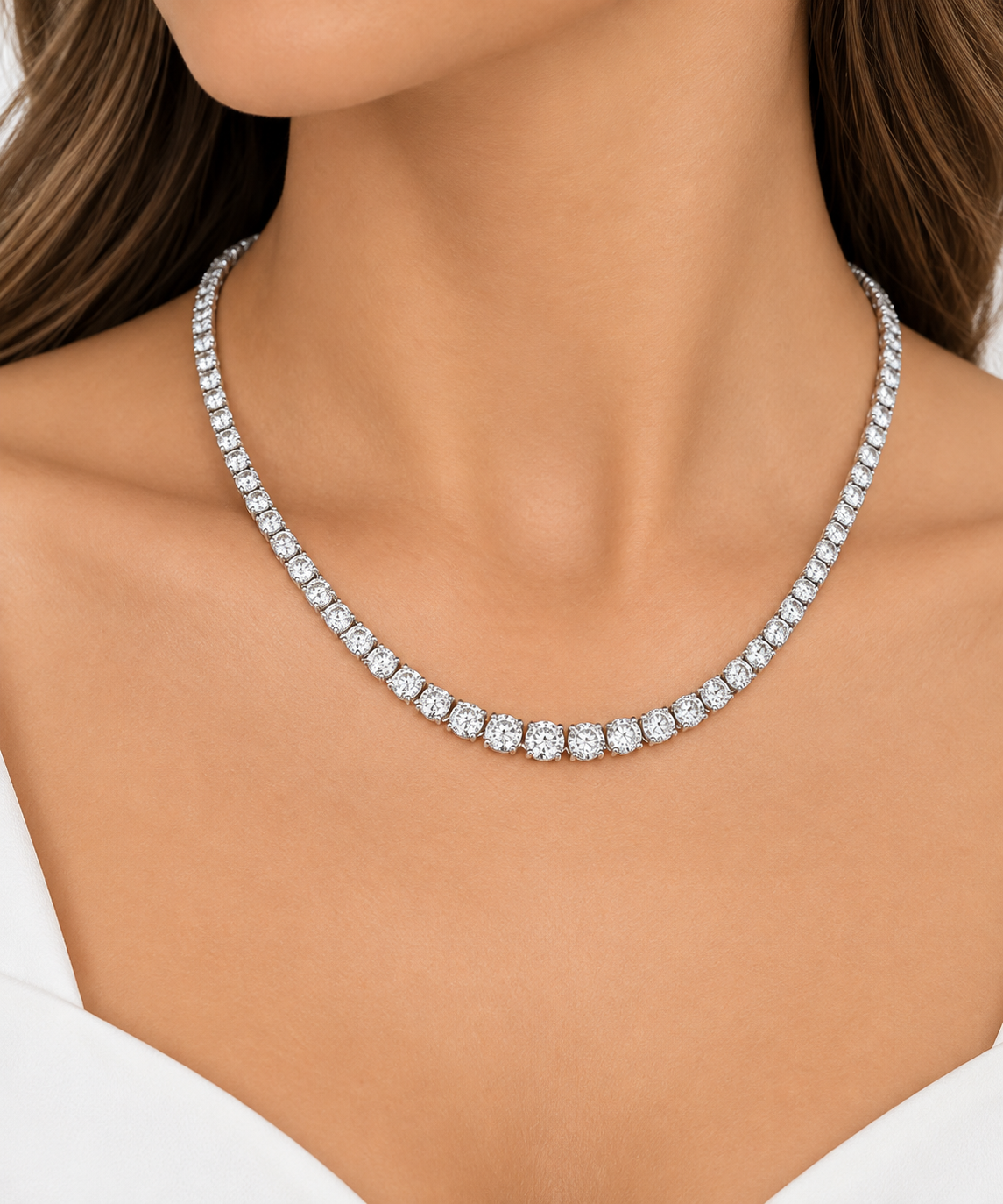 White Gold Diamond Tennis Necklace