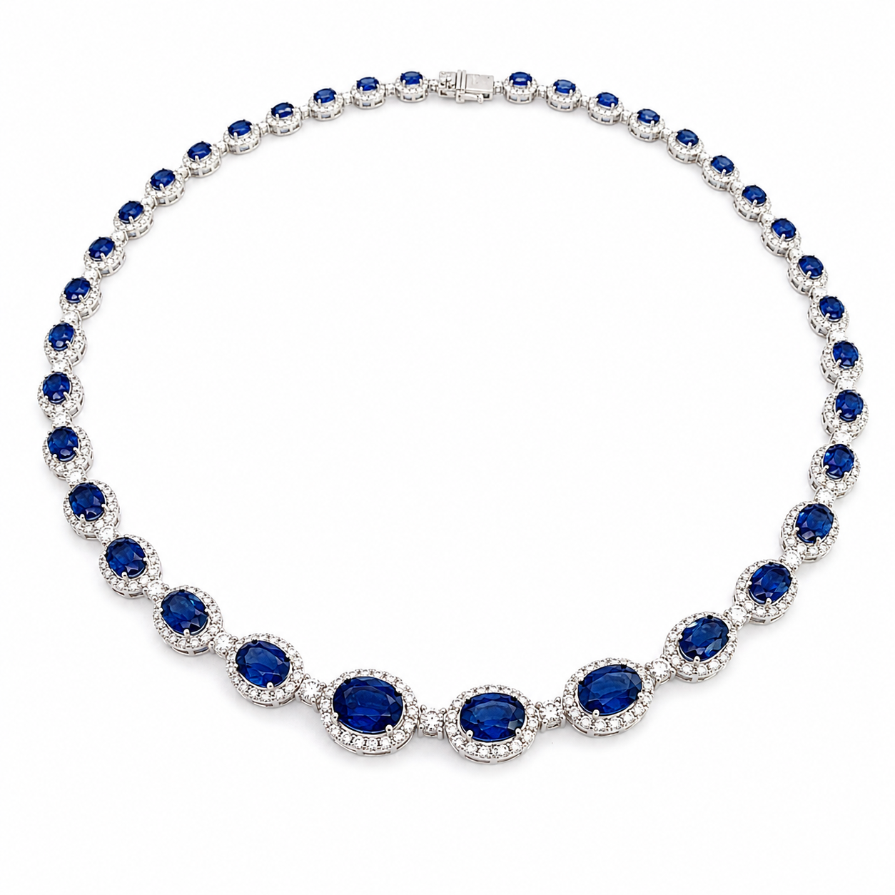 White Gold Sapphire and Diamond Necklace