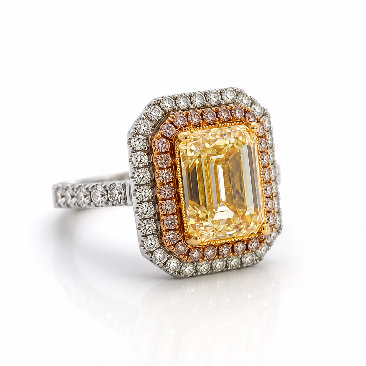 White Gold Yellow Diamond Ring