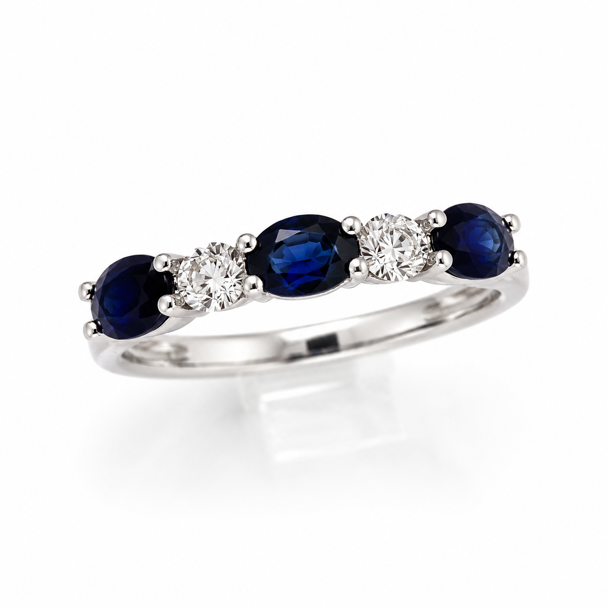 White Gold Sapphire and Diamond Ring