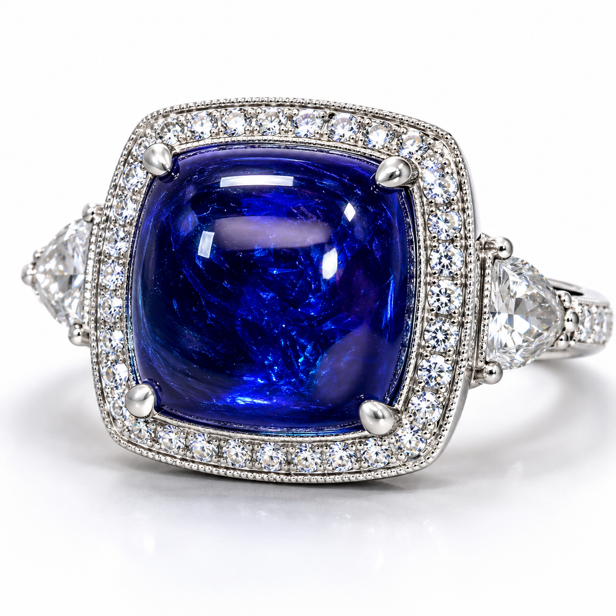 White Gold Tanzanite and Diamond Ring