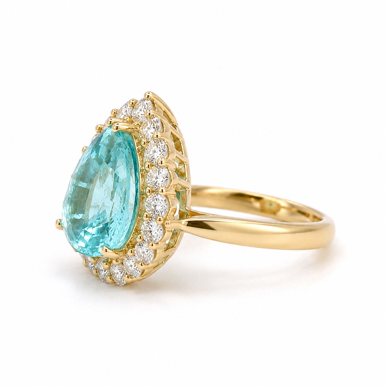 White Gold Paraiba and Diamond Ring