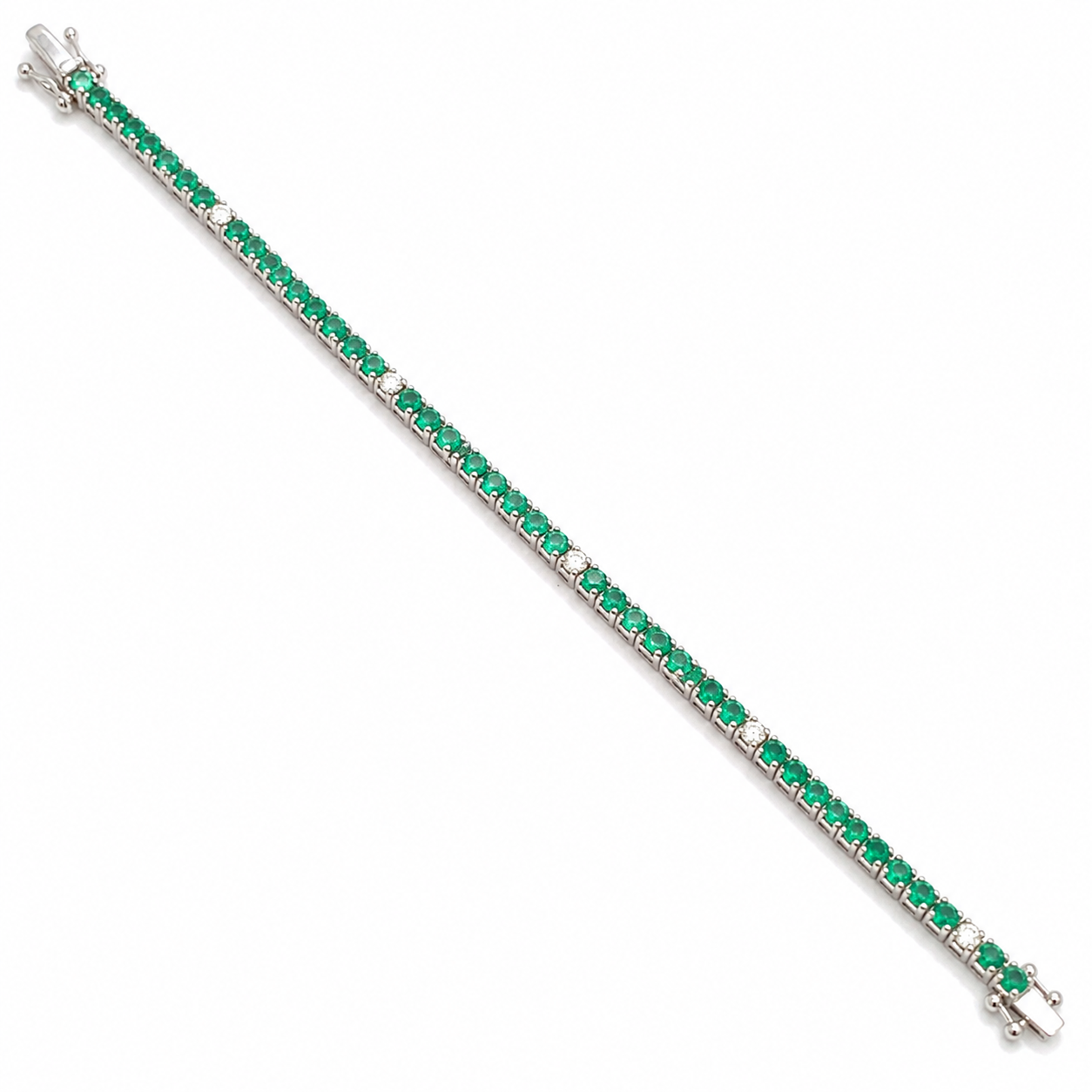 White Gold Emerald and Diamond Bracelet
