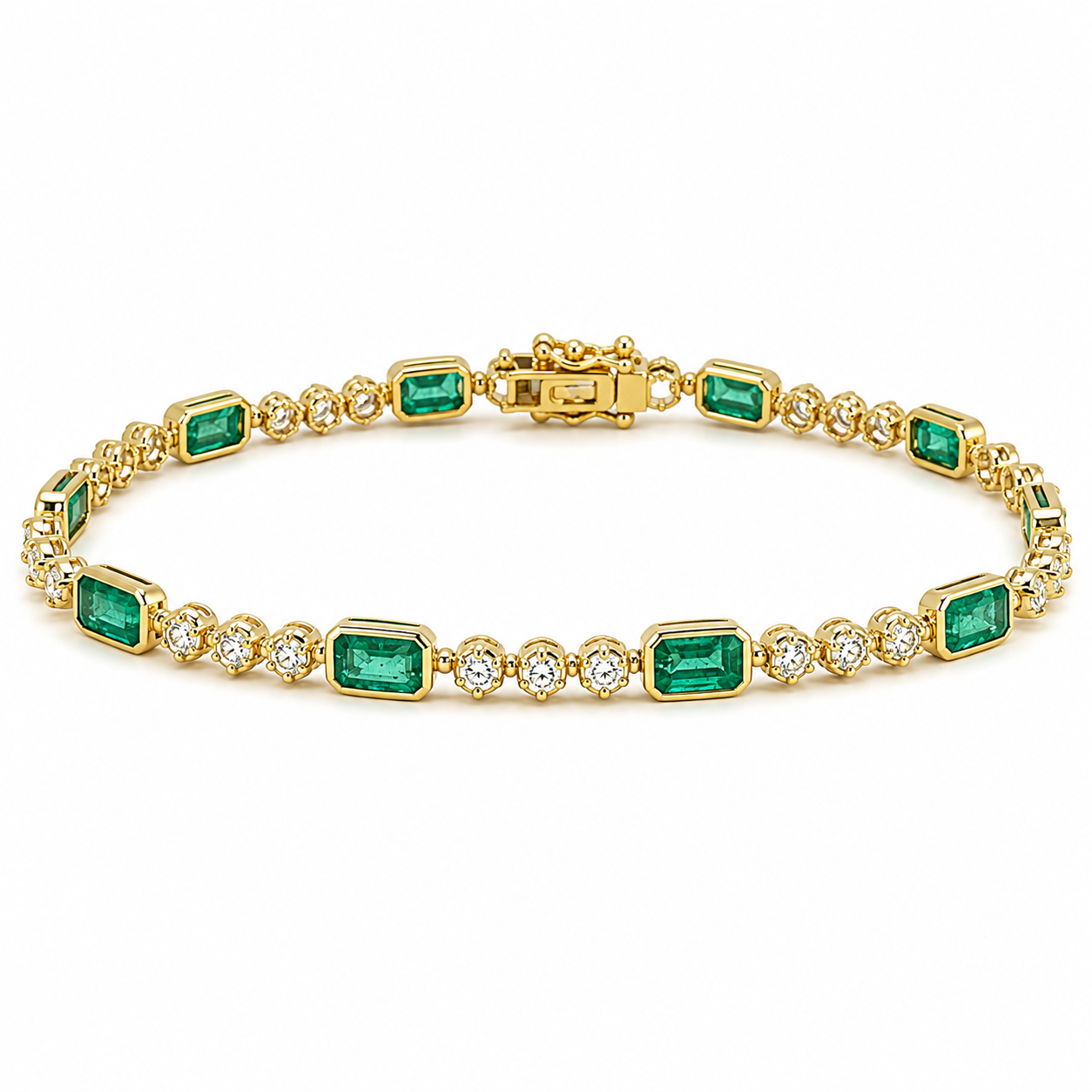Yellow Gold Emerald and Diamond Bracelet