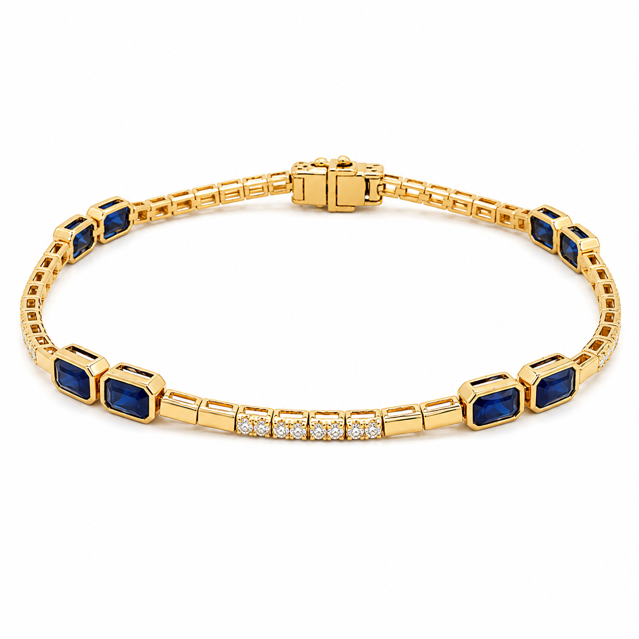 Yellow Gold Diamond and Sapphie Bracelet
