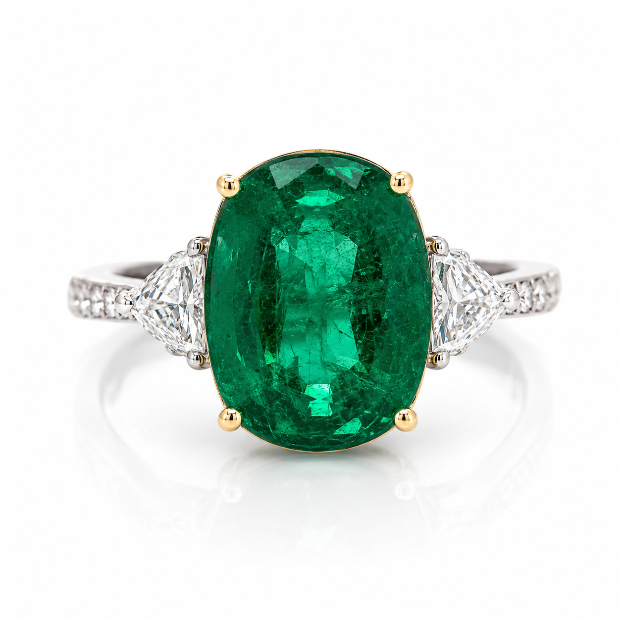 White Gold Emerald and Diamond Ring
