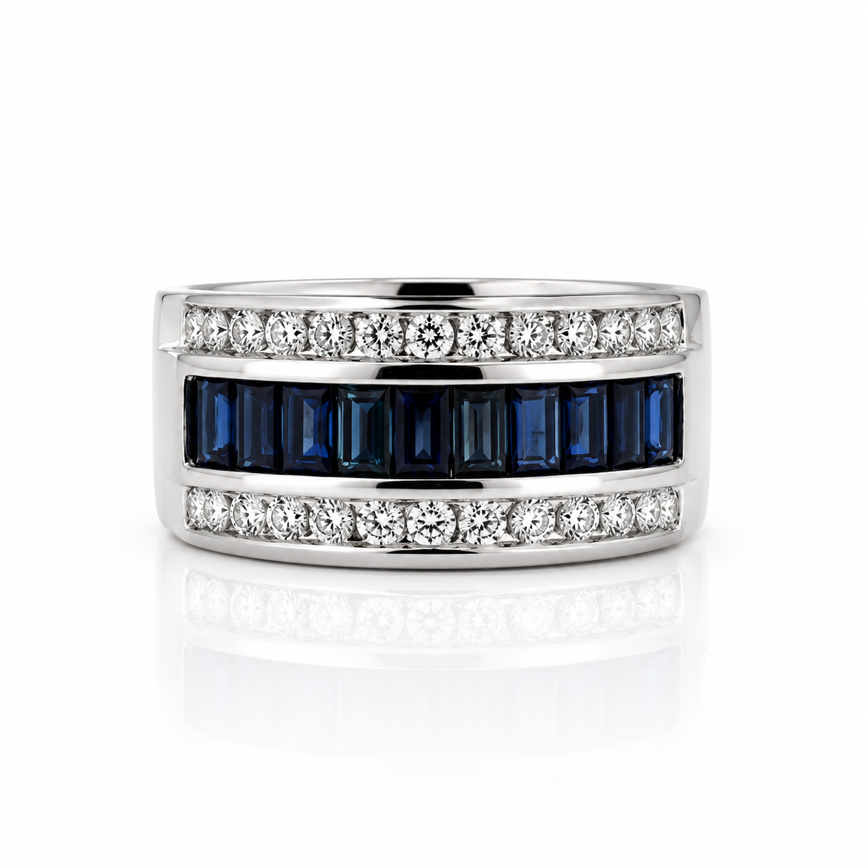 White Gold Sapphire and Diamond Ring