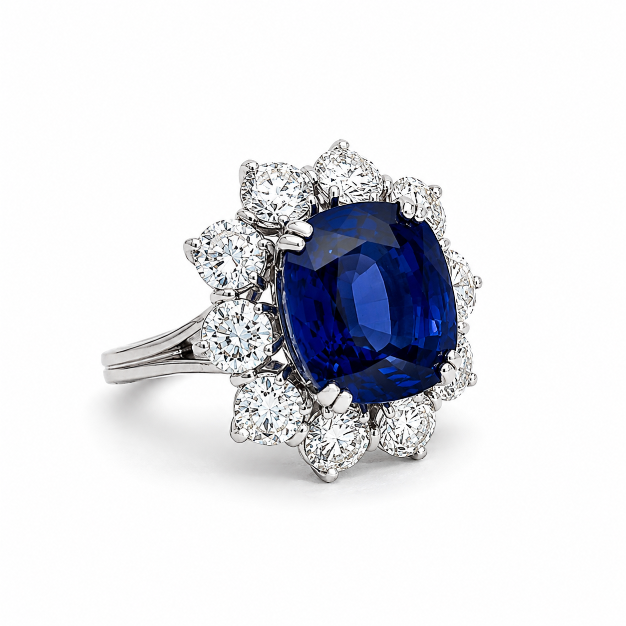 White Gold Sapphire and Diamond Ring
