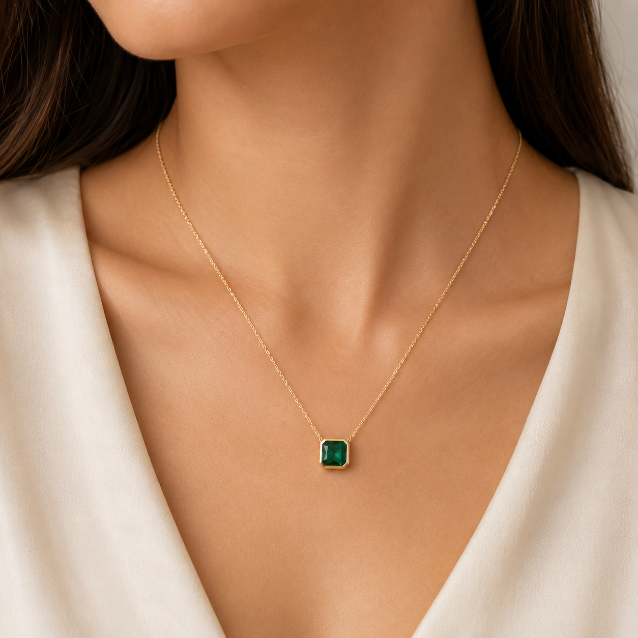 Yellow Gold Emerald Pendant