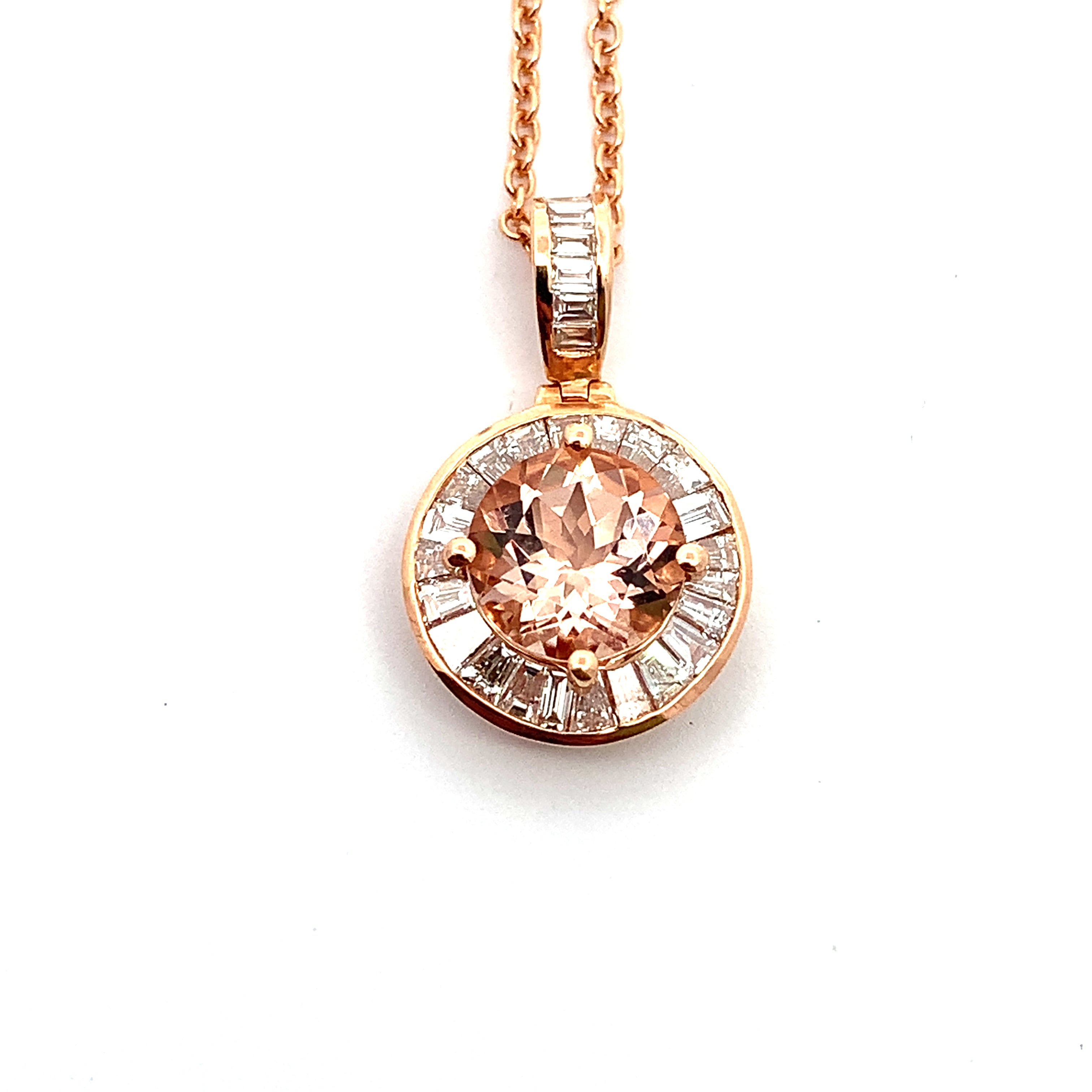 MORGANITE AND DIAMOND NECKLACE