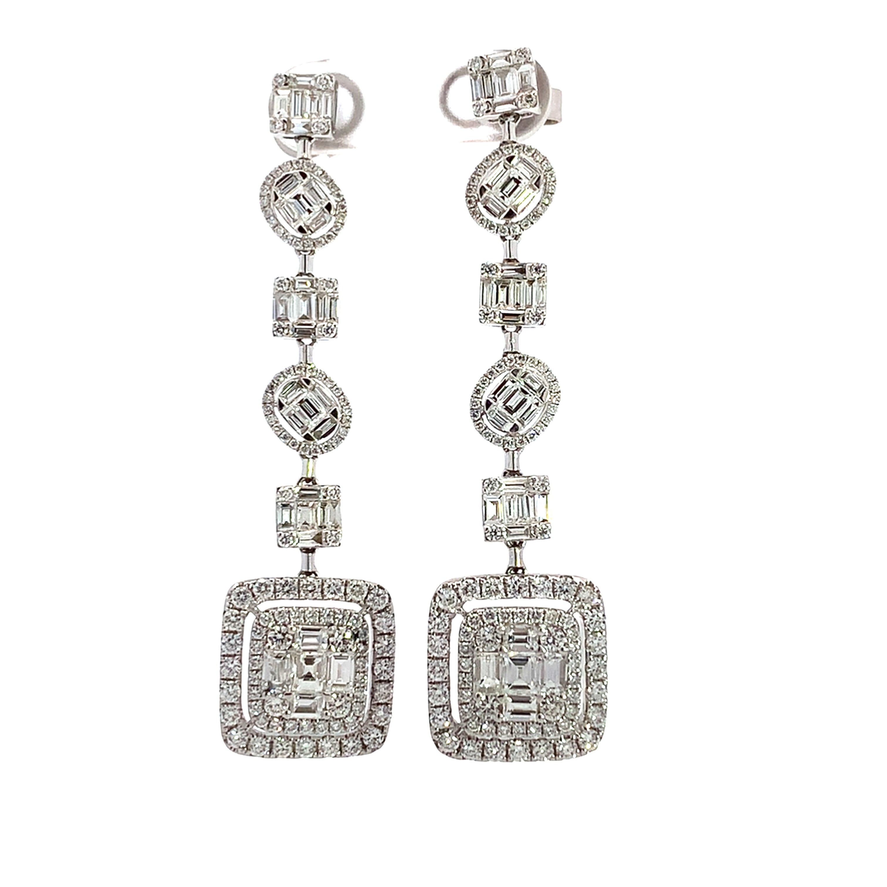 White Gold Drop Earrings with Diamond Only Stones