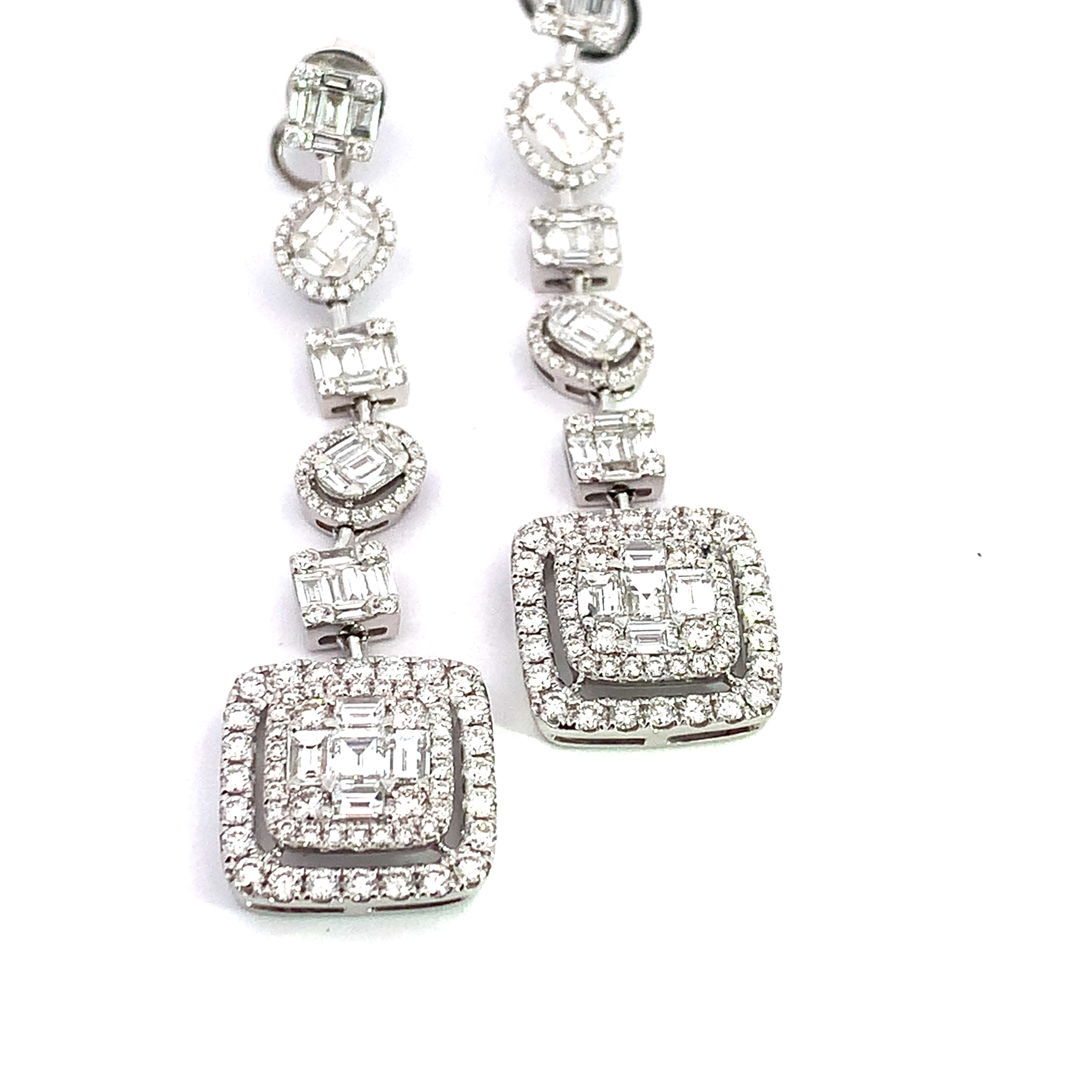White Gold Drop Earrings with Diamond Only Stones