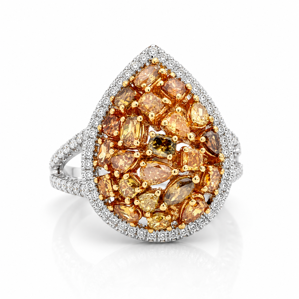 White Gold Yellow Diamond Ring