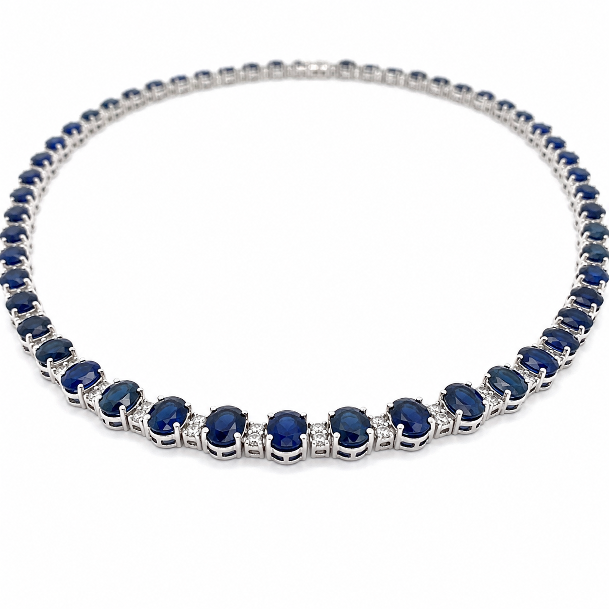 White Gold Sapphire and Diamond Necklace
