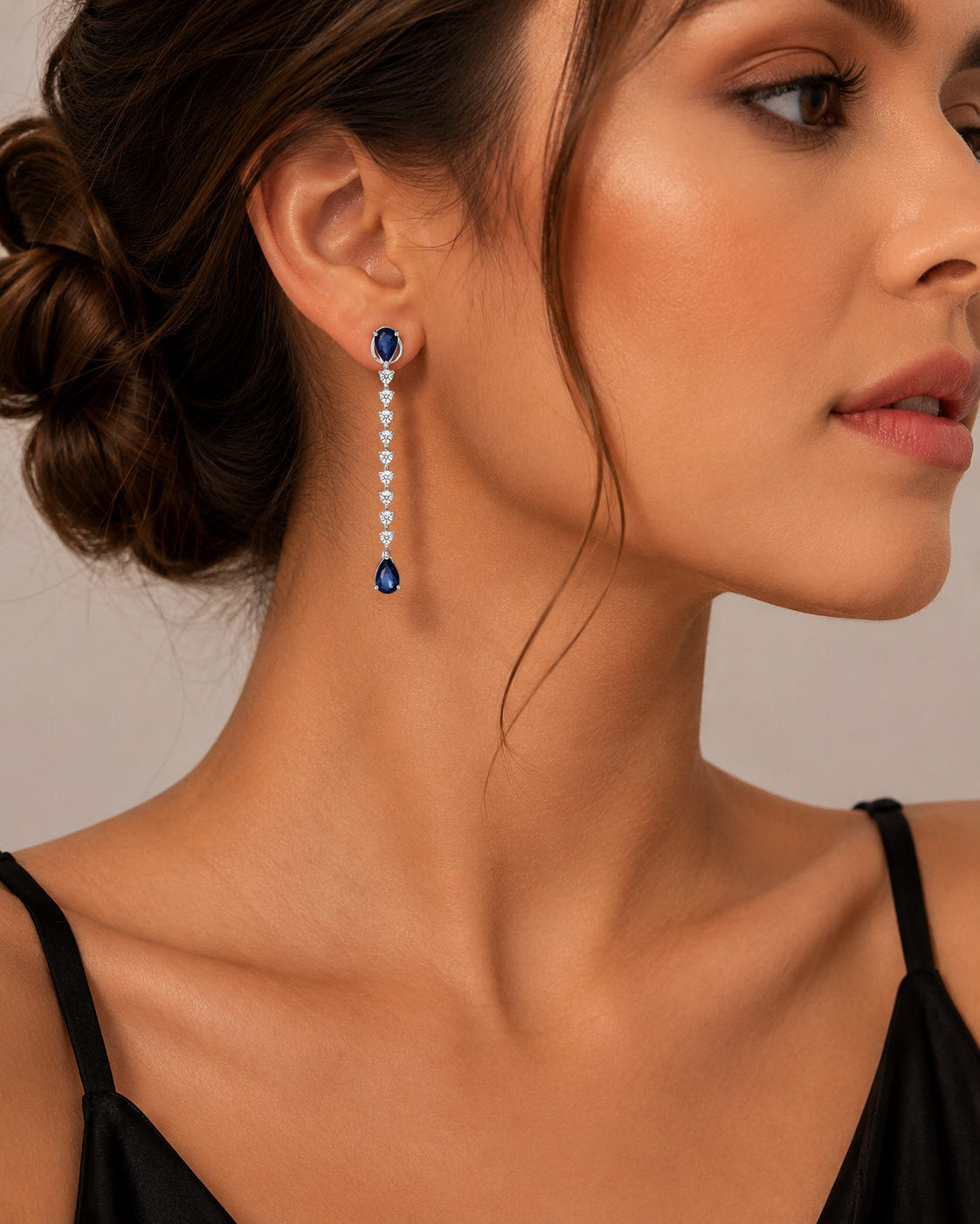 White Gold Sapphire and Diamond Earrings