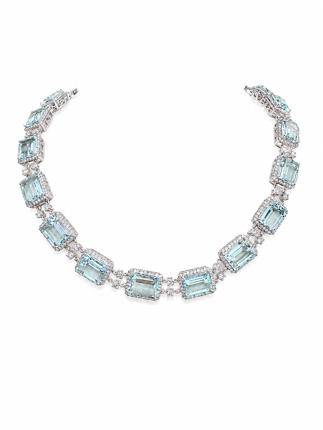 White Gold Aquamarine and Diamond Necklace