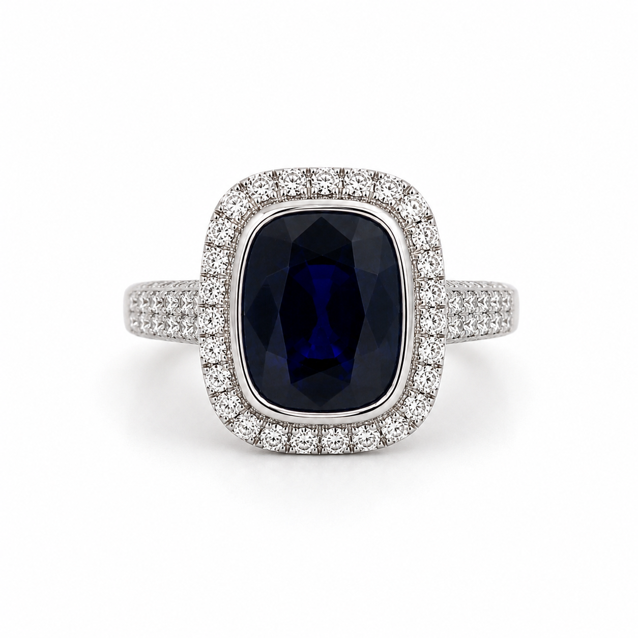 White Gold Saphire and Diamond Ring
