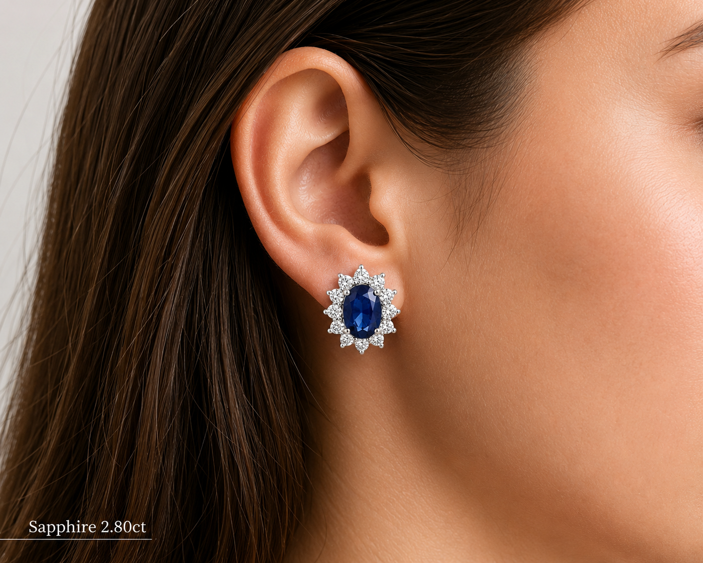 White Gold Sapphire and Diamond Earrings