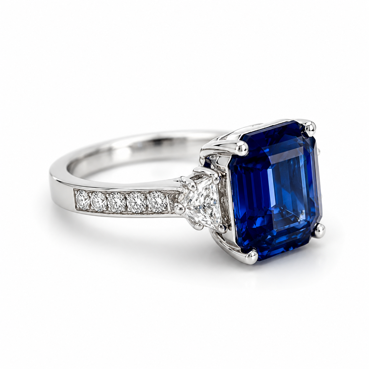 White Gold Sapphire and Diamond Ring