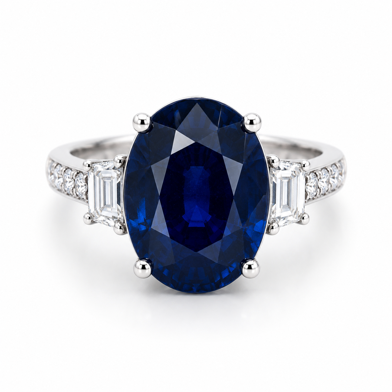 White Gold Sapphire and Diamond Ring