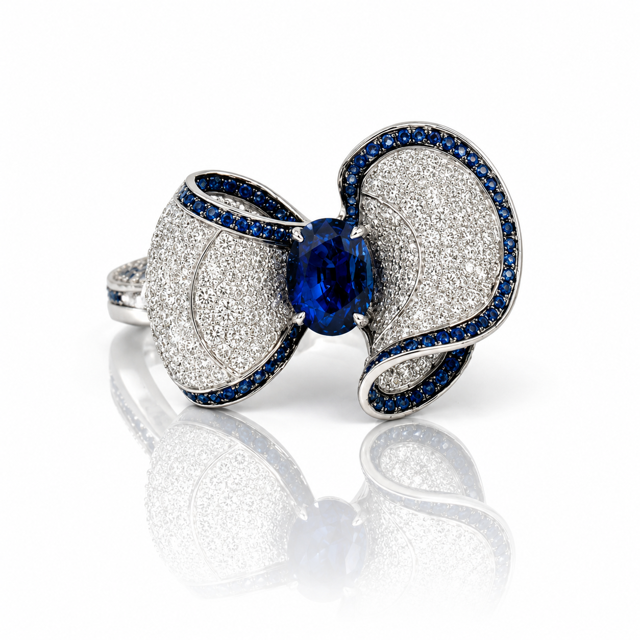 White Gold Sapphire and Diamond Ring