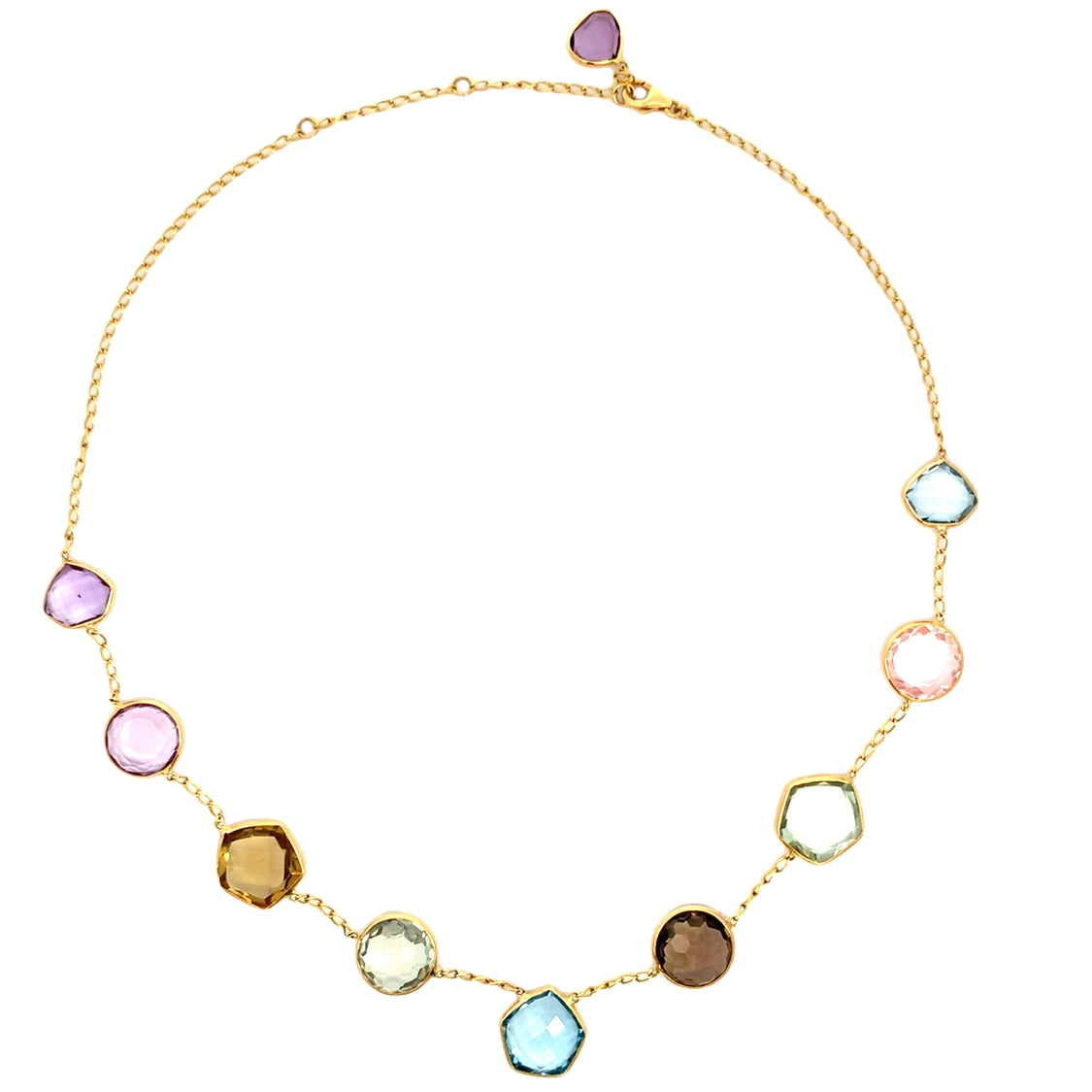 Yellow Gold Amethyst Chain Necklace