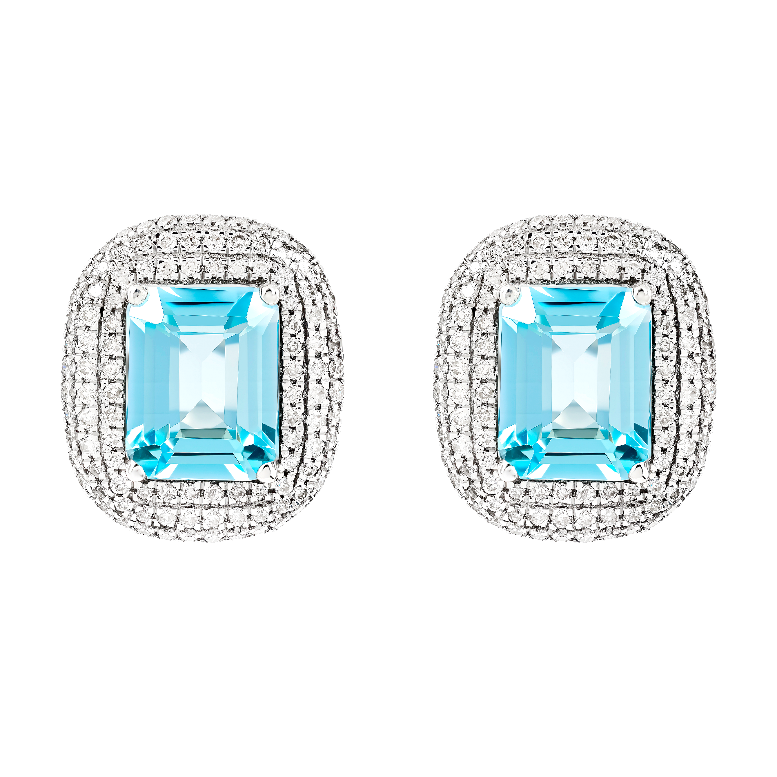 White Gold Aquamarine and Diamond Earrings