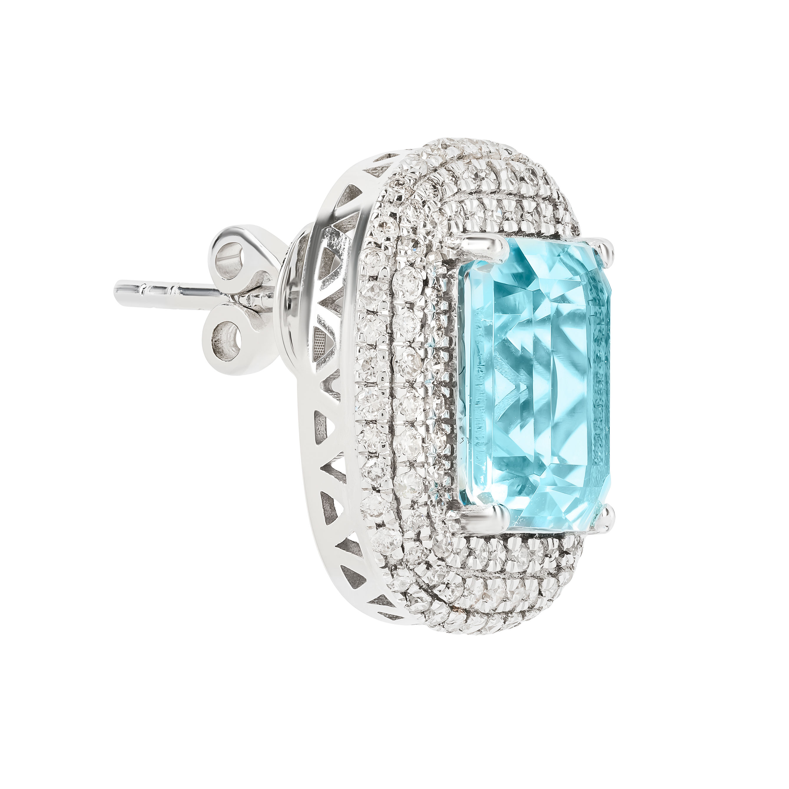 White Gold Aquamarine and Diamond Earrings