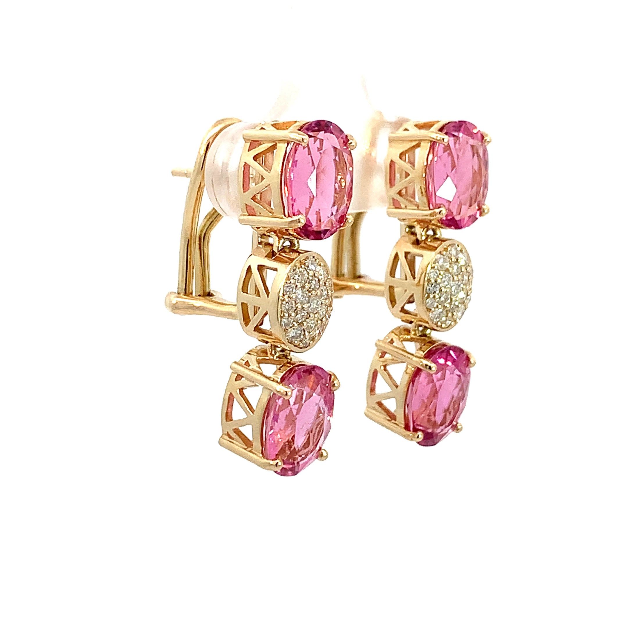 PINK TOURMALINE DIAMOND EARRINGS