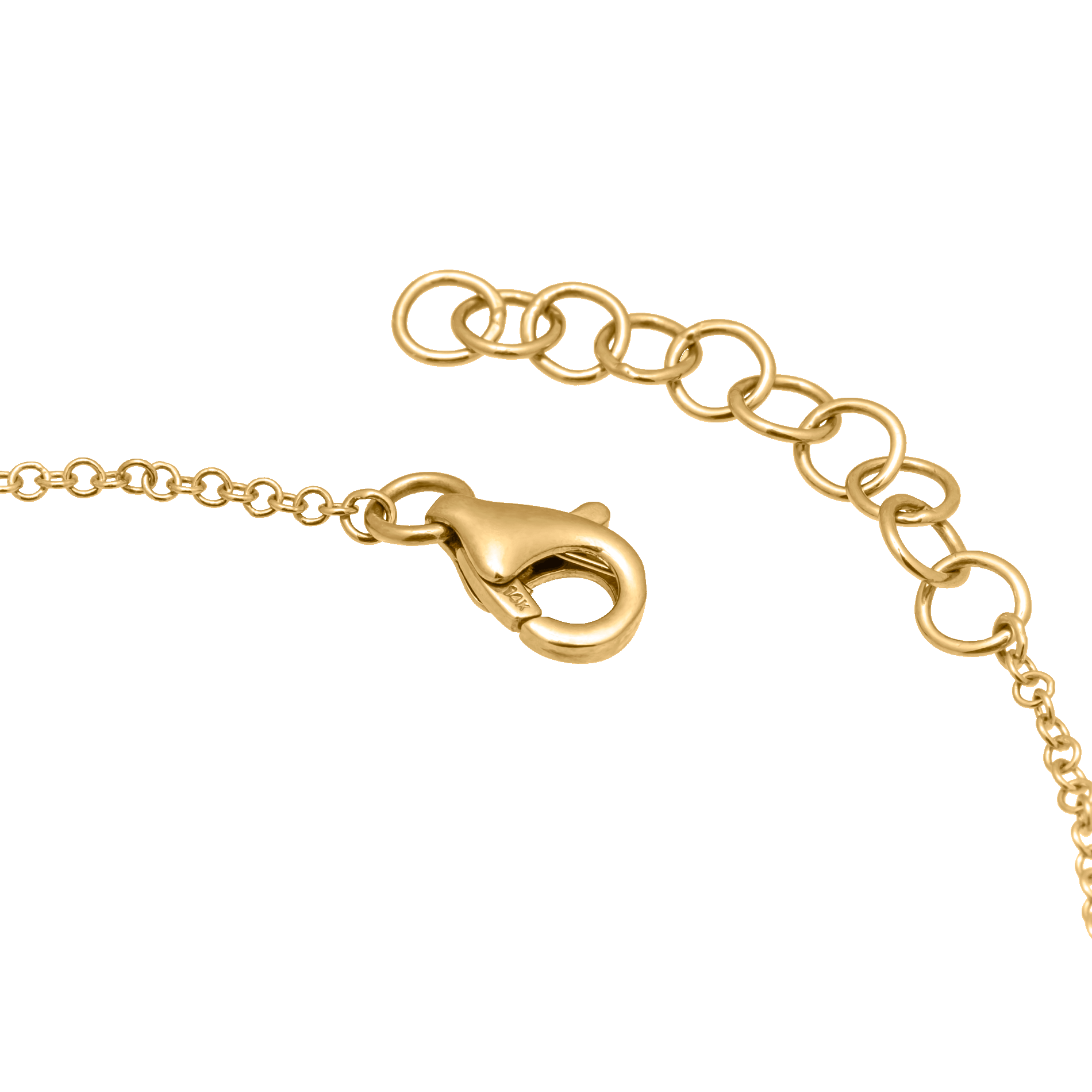 Letter C Yellow Gold Initial Bracelet with Diamond Only Stones