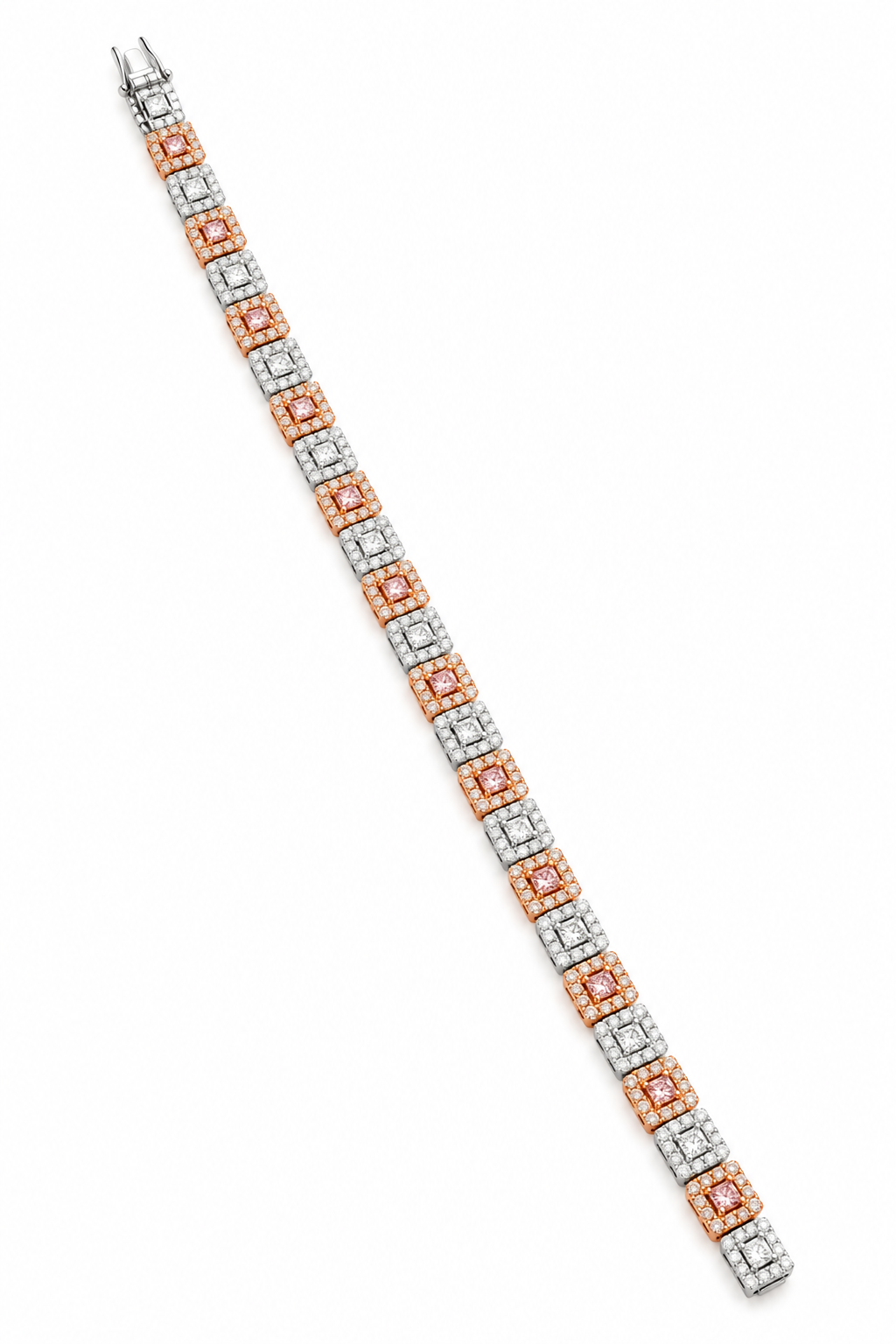 White Gold Pink and White Diamond Bracelet