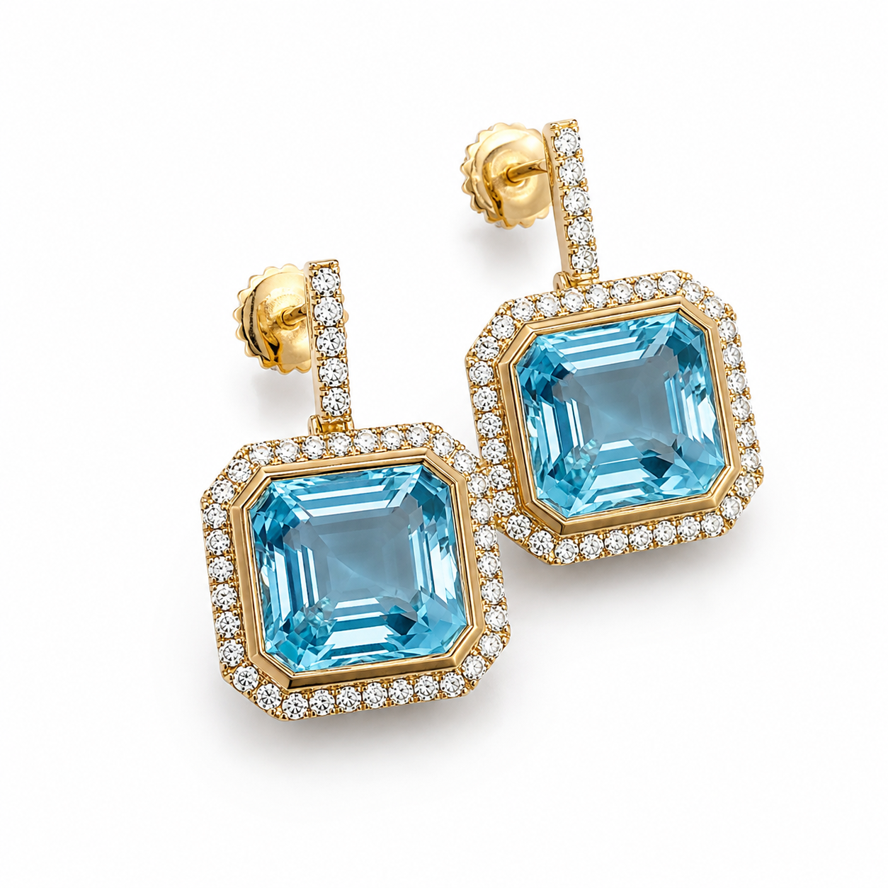 Blue Topaz and Diamond Earrings