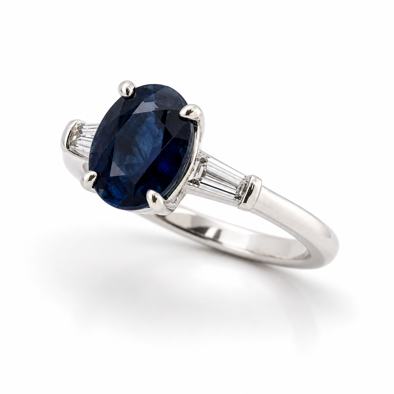 White Gold Sapphire and Diamond Ring