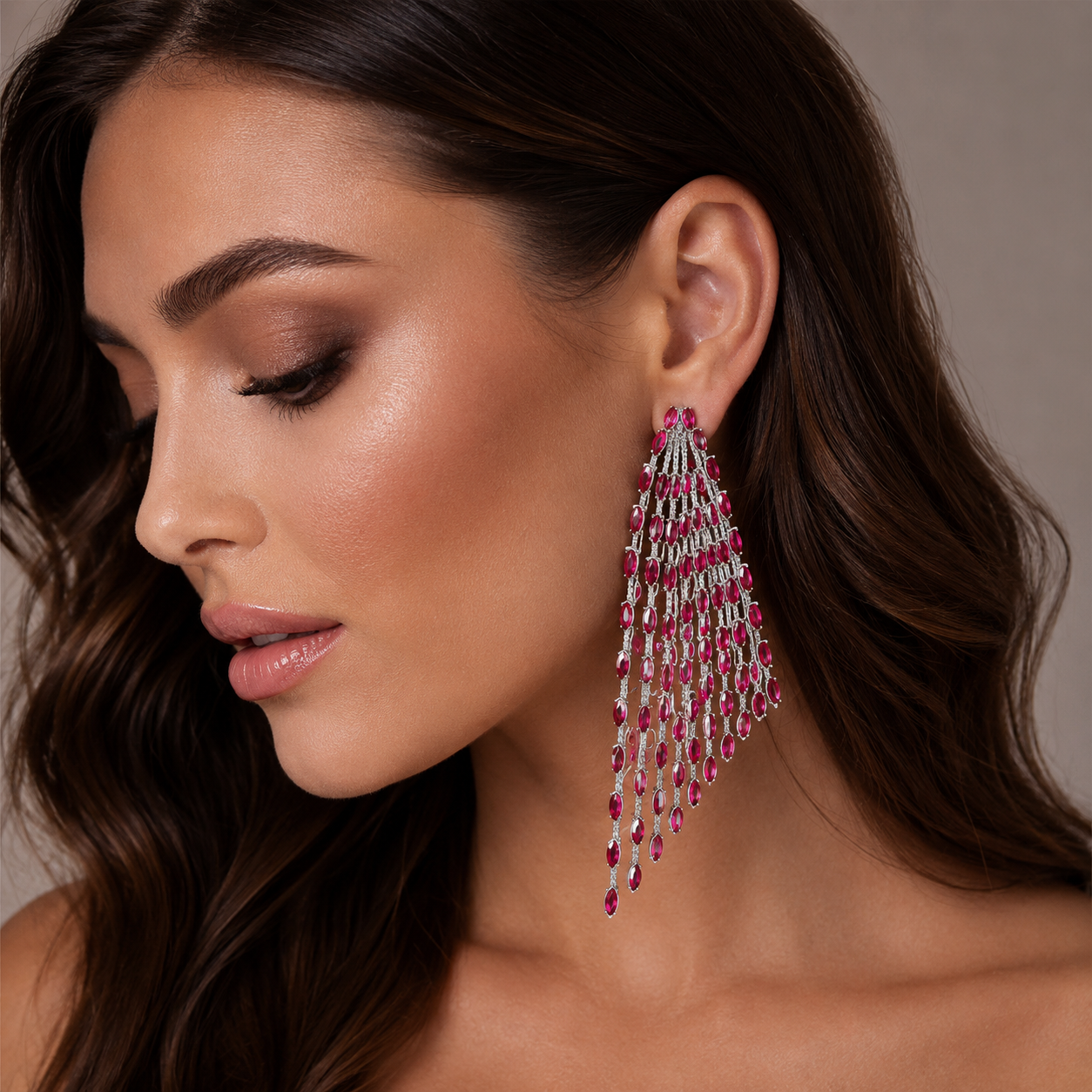 White Gold Ruby Earrings